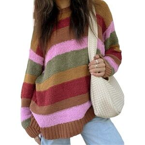Show Me Your Mumu Women’s Size S Hutch Multi Colored Stripe Chilly Sweater